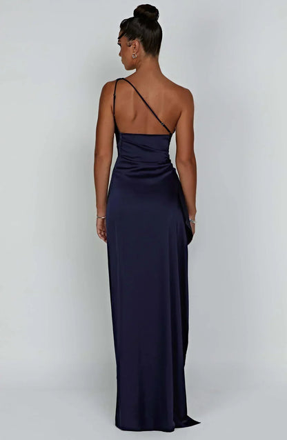 Dames Maxi Avondjurk Satijn One-Shoulder Hoge Split