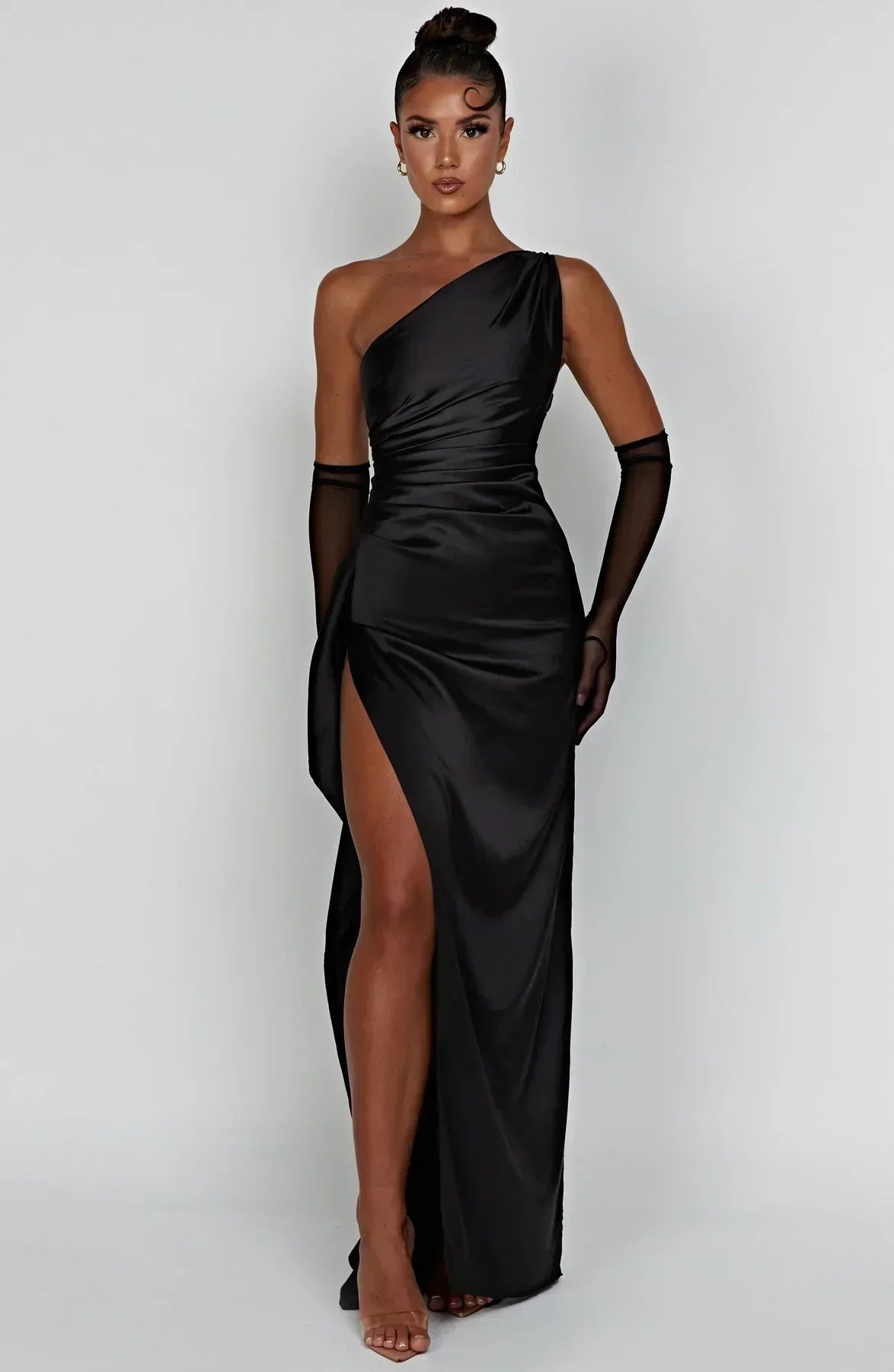 Dames Maxi Avondjurk Satijn One-Shoulder Hoge Split