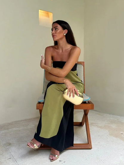 Strapless Maxi Jurk met Bloemenprint Luxe Stof