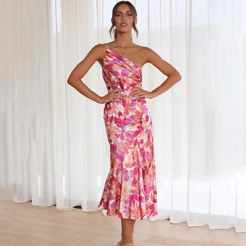 Zomerjurk Bloemenprint Vrouwelijk Elegant Model
