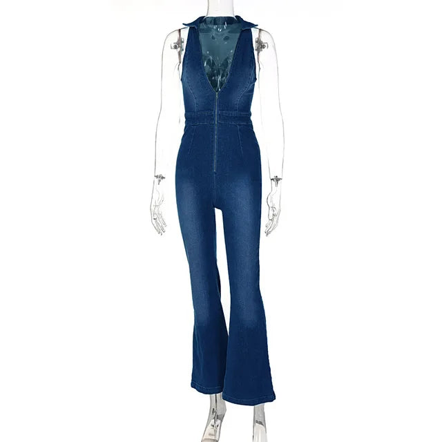 Jumpsuit voor Vrouwen Blauwe Denim Trendy Model - StudioMarella