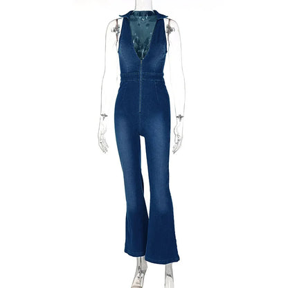 Jumpsuit voor Vrouwen Blauwe Denim Trendy Model