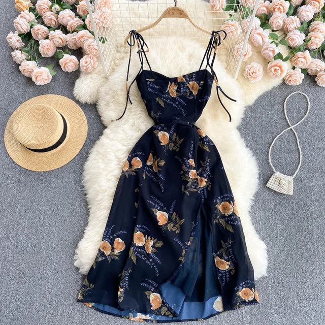 Zomerjurk Bloemenprint Chiffon Vrouwelijk Feestelijke Jurk - StudioMarella