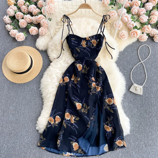 Zomerjurk Bloemenprint Chiffon Vrouwelijk Feestelijke Jurk - StudioMarella
