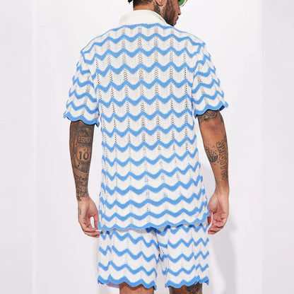 Heren Zomer Set Gebreid met Zigzag Patroon