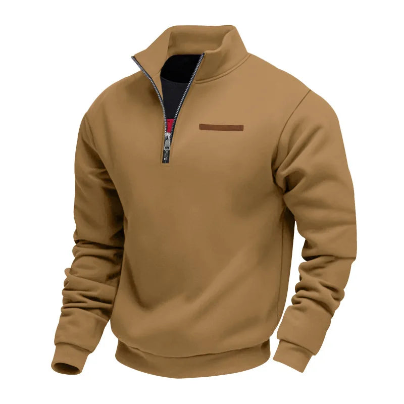 Heren Fleece Trui met Kwart Rits Zakken