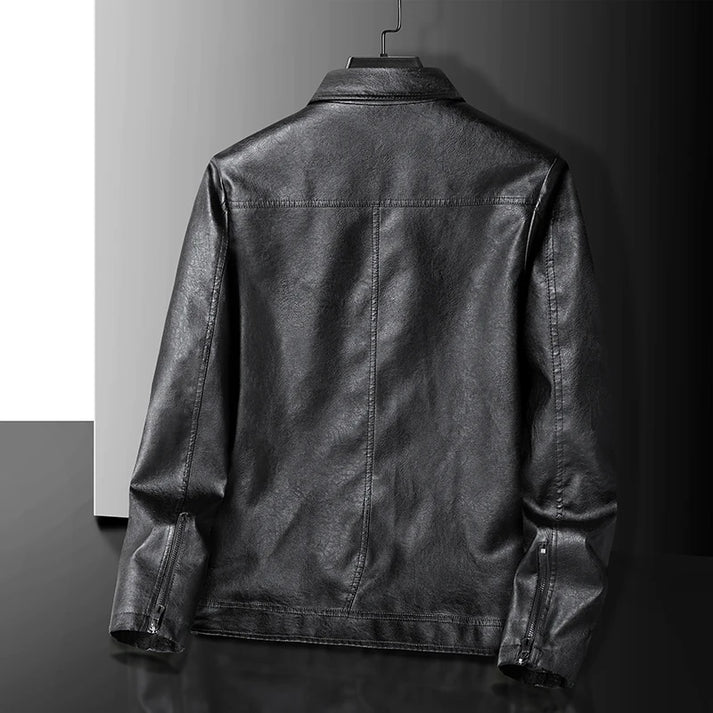 Leren Herenjas PU Leer Zwart Comfortabel Met Zakken