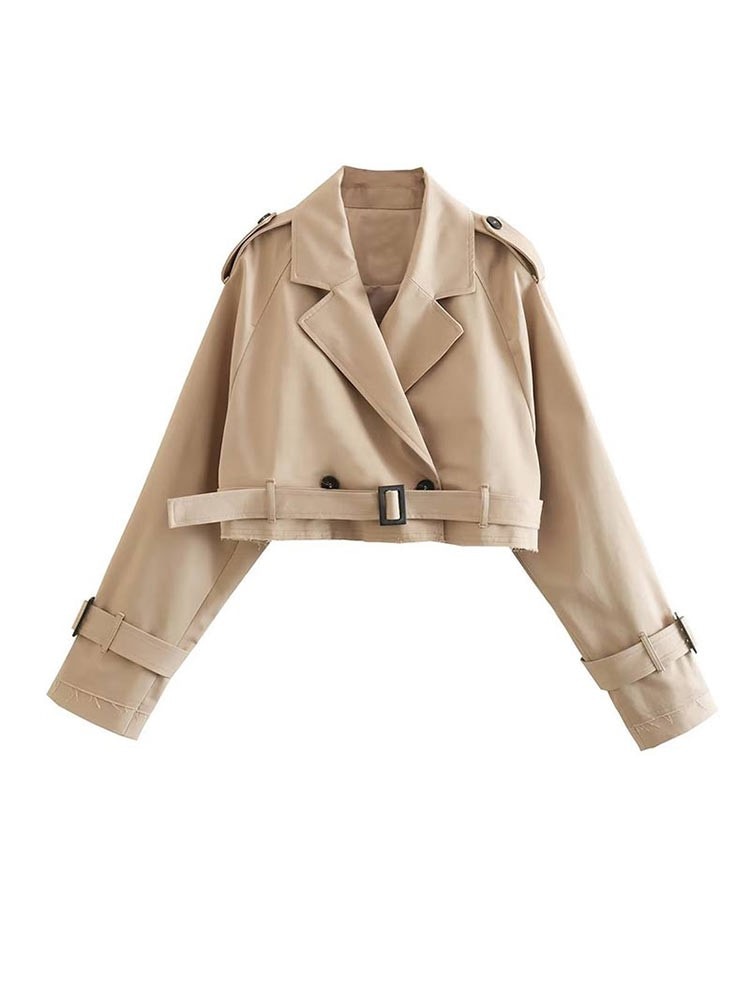 Kort Trenchcoat Beige Klassiek Dame Model