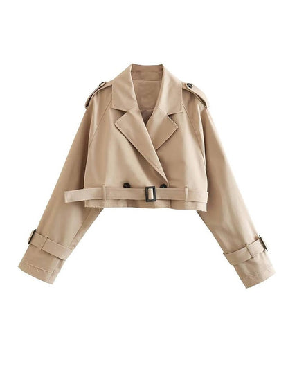 Kort Trenchcoat Beige Klassiek Dame Model
