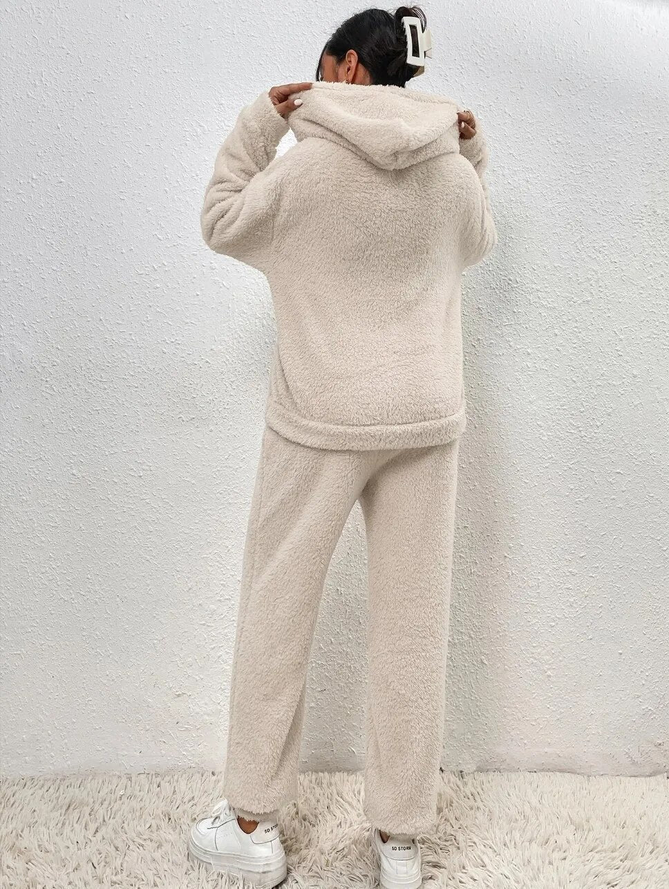 Dames Lounge Set Zacht met Kap en Joggingbroek