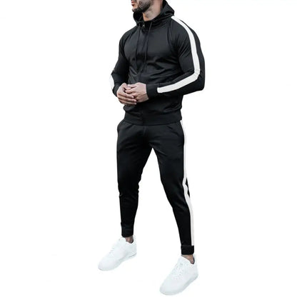 Herentrainingspak Capuchon Witte Strepen Sportief Design