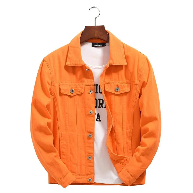 Denim Jas Heren Oranje Losse Fit Casual