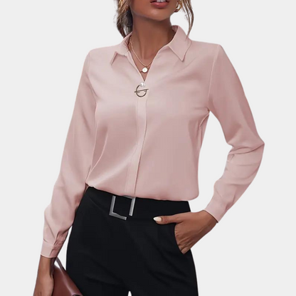 Dames Blouse Lange Mouwen Ritssluiting Klassiek Model