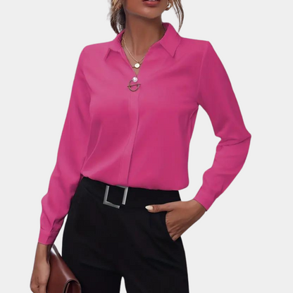 Dames Blouse Lange Mouwen Ritssluiting Klassiek Model