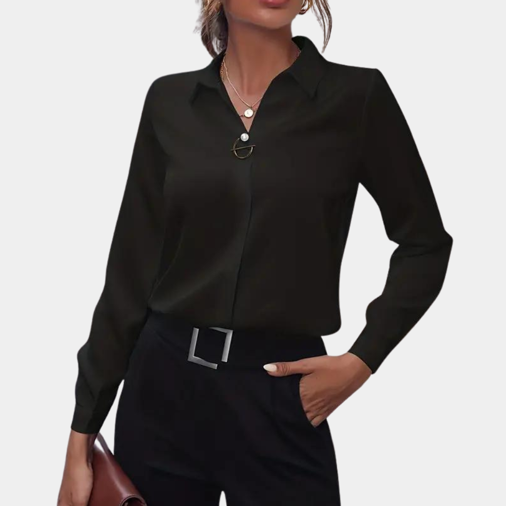 Dames Blouse Lange Mouwen Ritssluiting Klassiek Model - StudioMarella