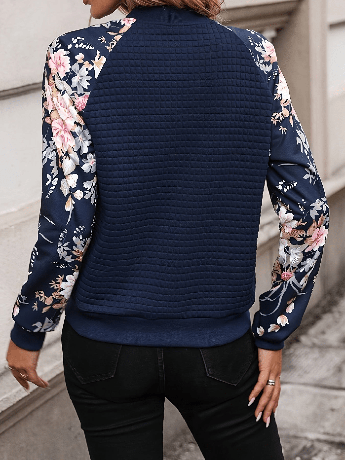 Dames Bomberjack Bloemenprint Lichtgewicht en Casual