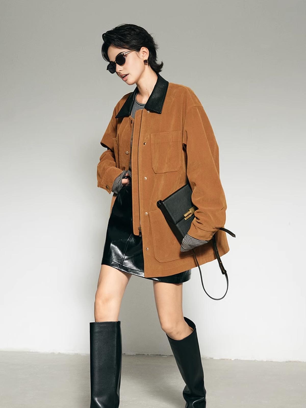 Oversized Winterjas Dames Suède Lichtgewicht