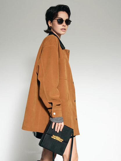 Oversized Winterjas Dames Suède Lichtgewicht