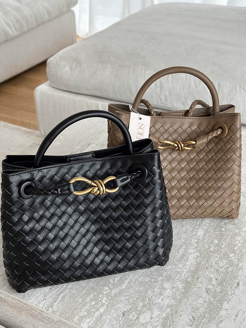 Dames Handtas Gevlochten Leder Look Elegance