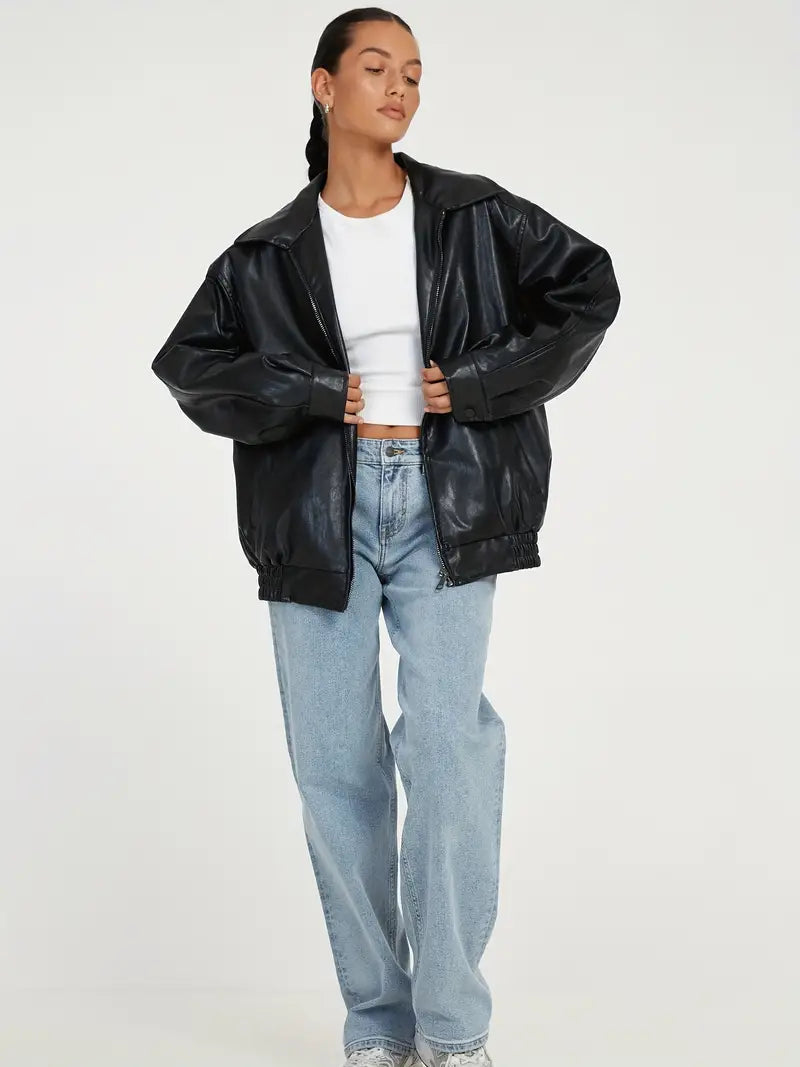 Leren Jas Elegante Stijl Vrouw - StudioMarella