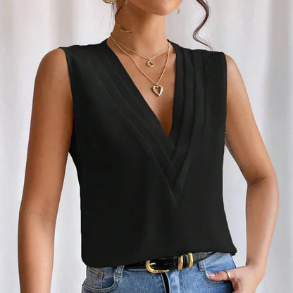 Mouwloze Blouse V-hals Zomerjurk voor Vrouw