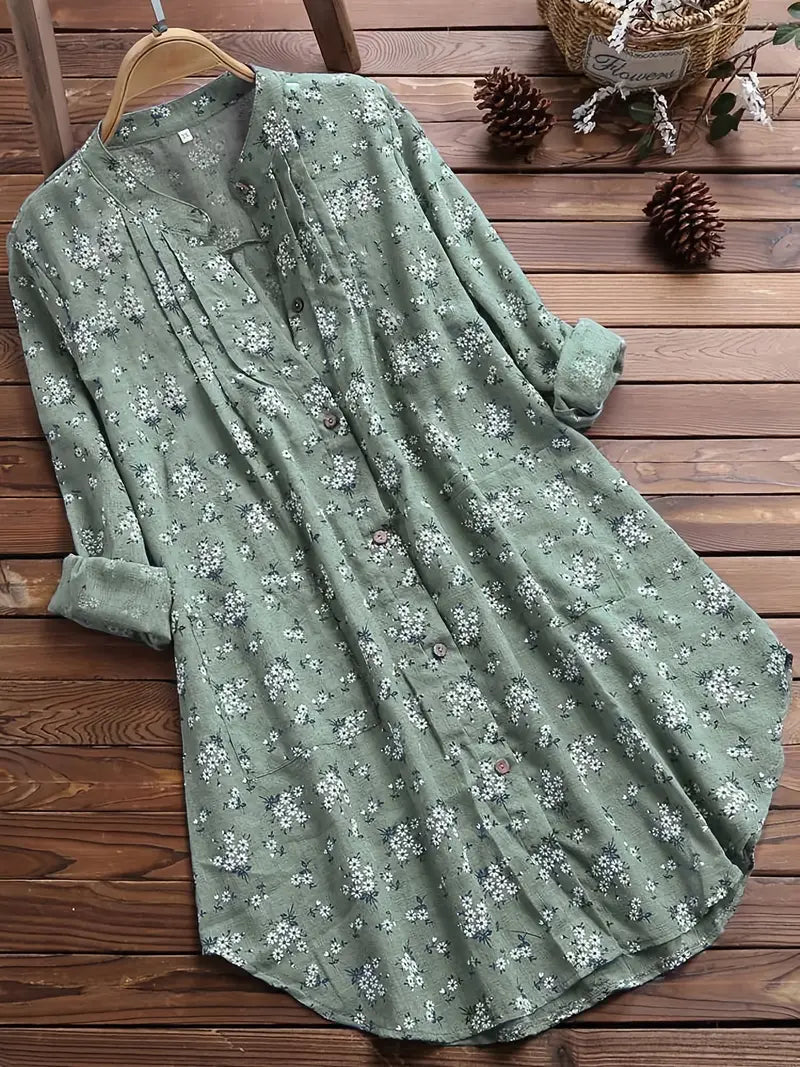 Vrouwelijke Zomerblouse met V-Hals en Bloemenprint - StudioMarella