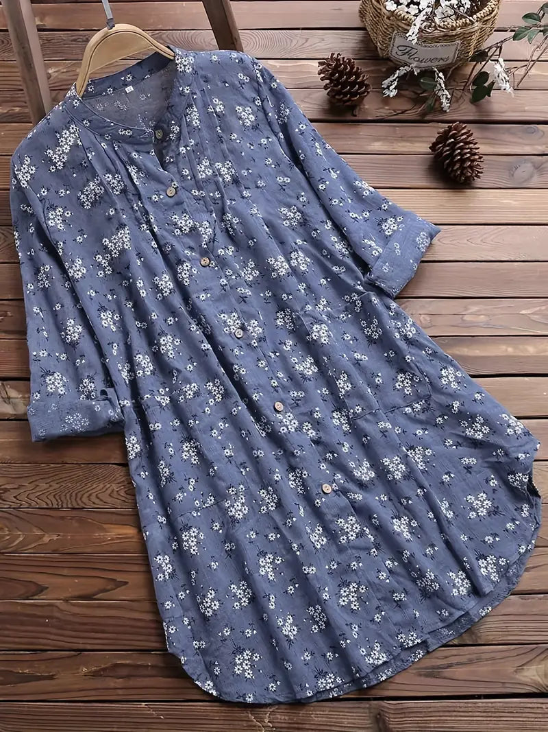 Vrouwen Blouse Zomer Bloemen V-Hals Elegant