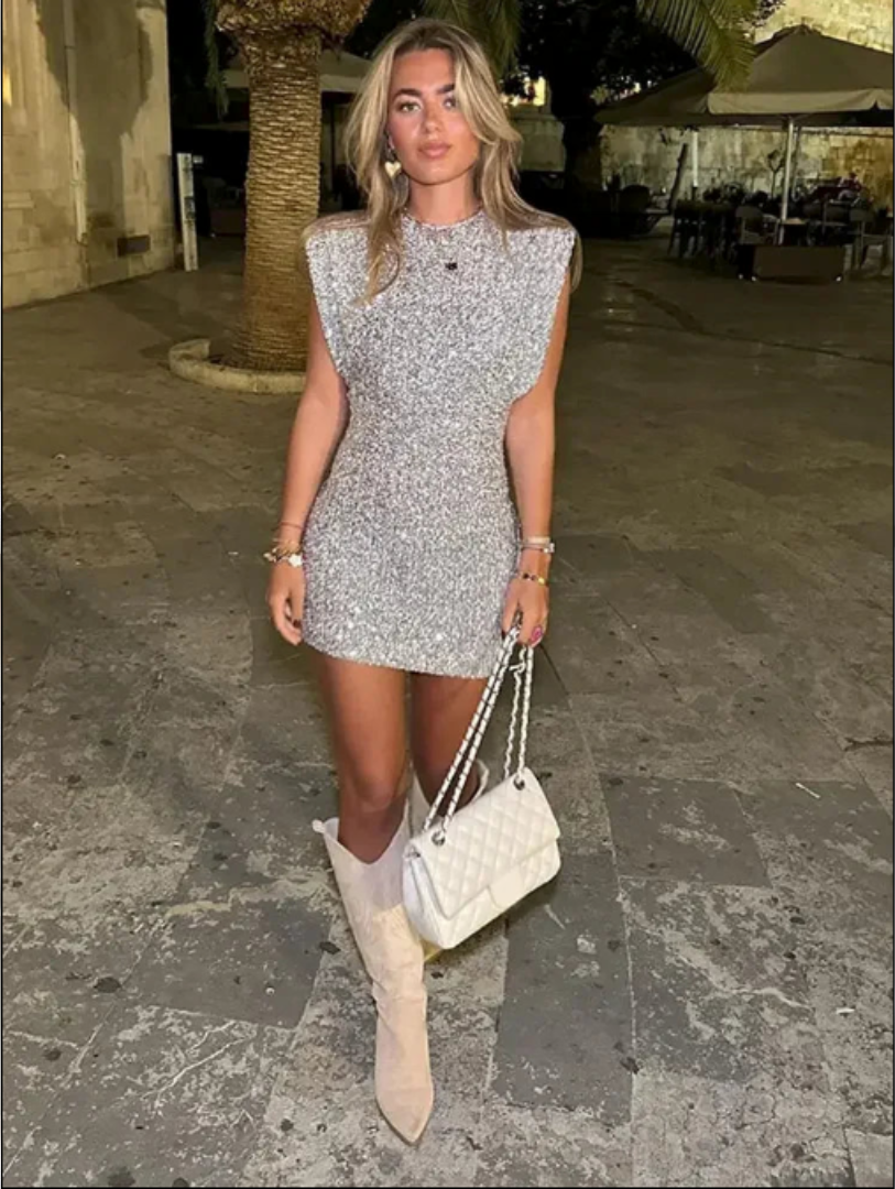 Sophie | Dames Galajurk - Glinsterende Pailletten, Bodycon Design 0