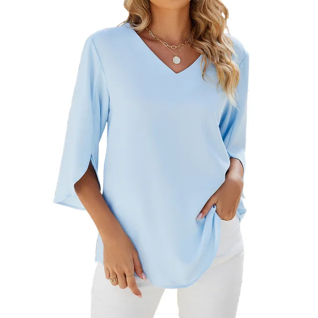 Vrouwelijke Zomerblouse Elegante V-hals - StudioMarella