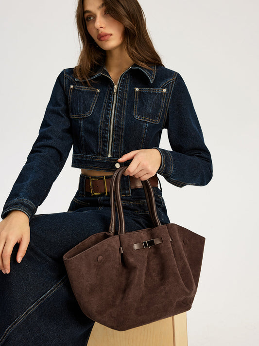 Dames Tassen Leren Shopper Goudkleurige Sluiting Compact - StudioMarella