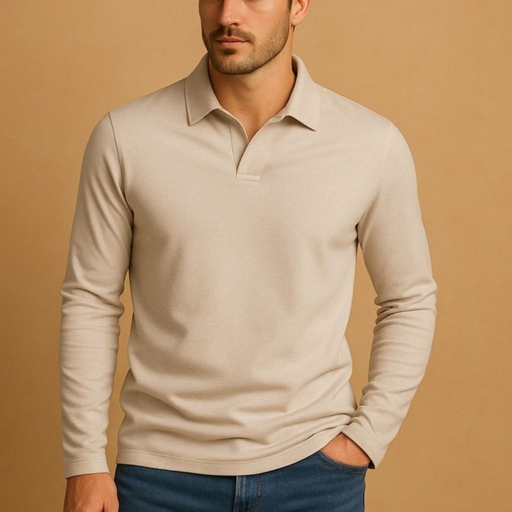 Heren Polo Shirt Lange Mouwen Slim Fit Kwaliteit