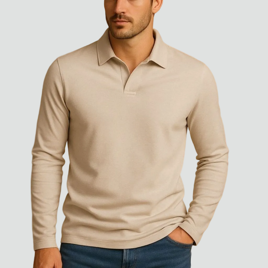 Heren Polo Shirt Lange Mouwen Slim Fit Kwaliteit - StudioMarella