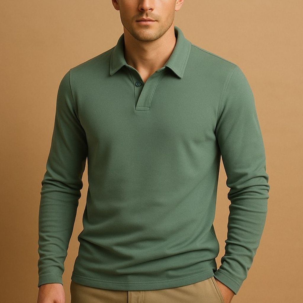 Heren Polo Shirt Lange Mouwen Slim Fit Kwaliteit