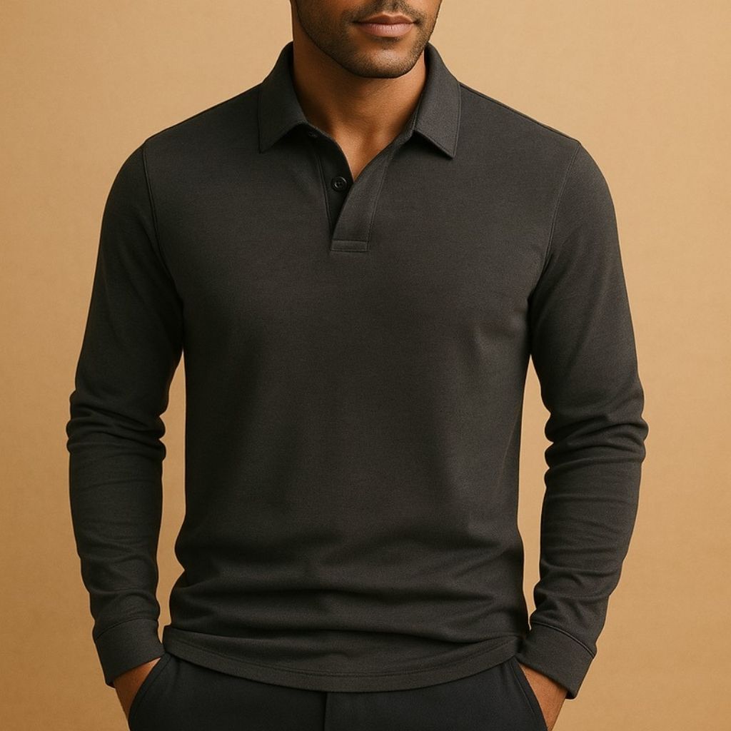 Heren Polo Shirt Lange Mouwen Slim Fit Kwaliteit