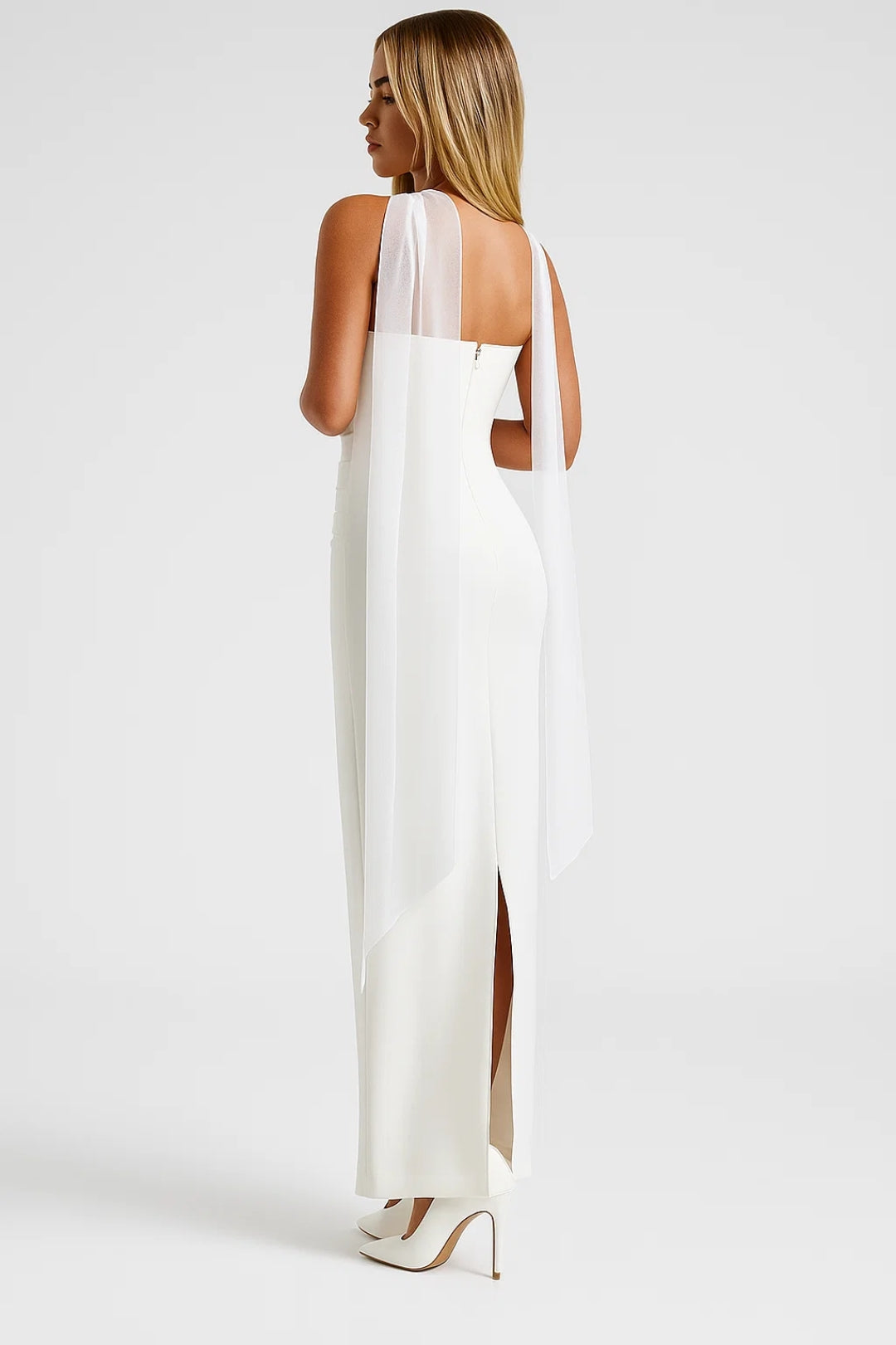 Elegante Maxi Jurk Dames Strapless met Sjaal Detail