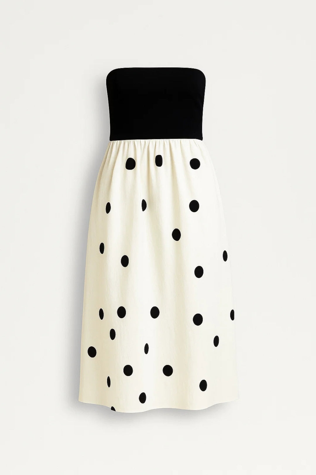Zomerjurk Dames Strapless Stippenprint Wijde Rok Midi