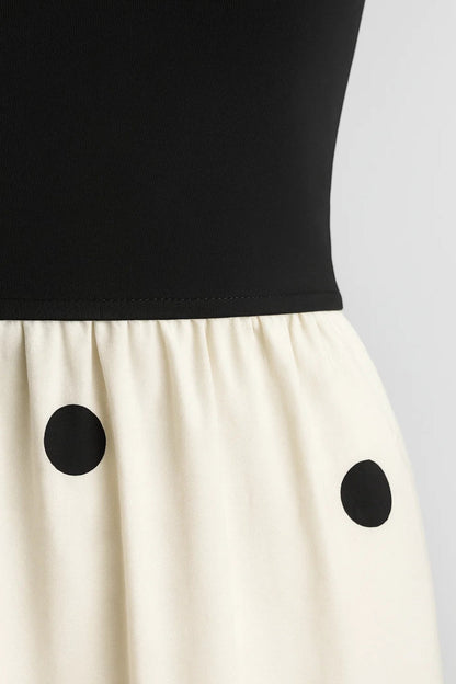 Zomerjurk Dames Strapless Stippenprint Wijde Rok Midi