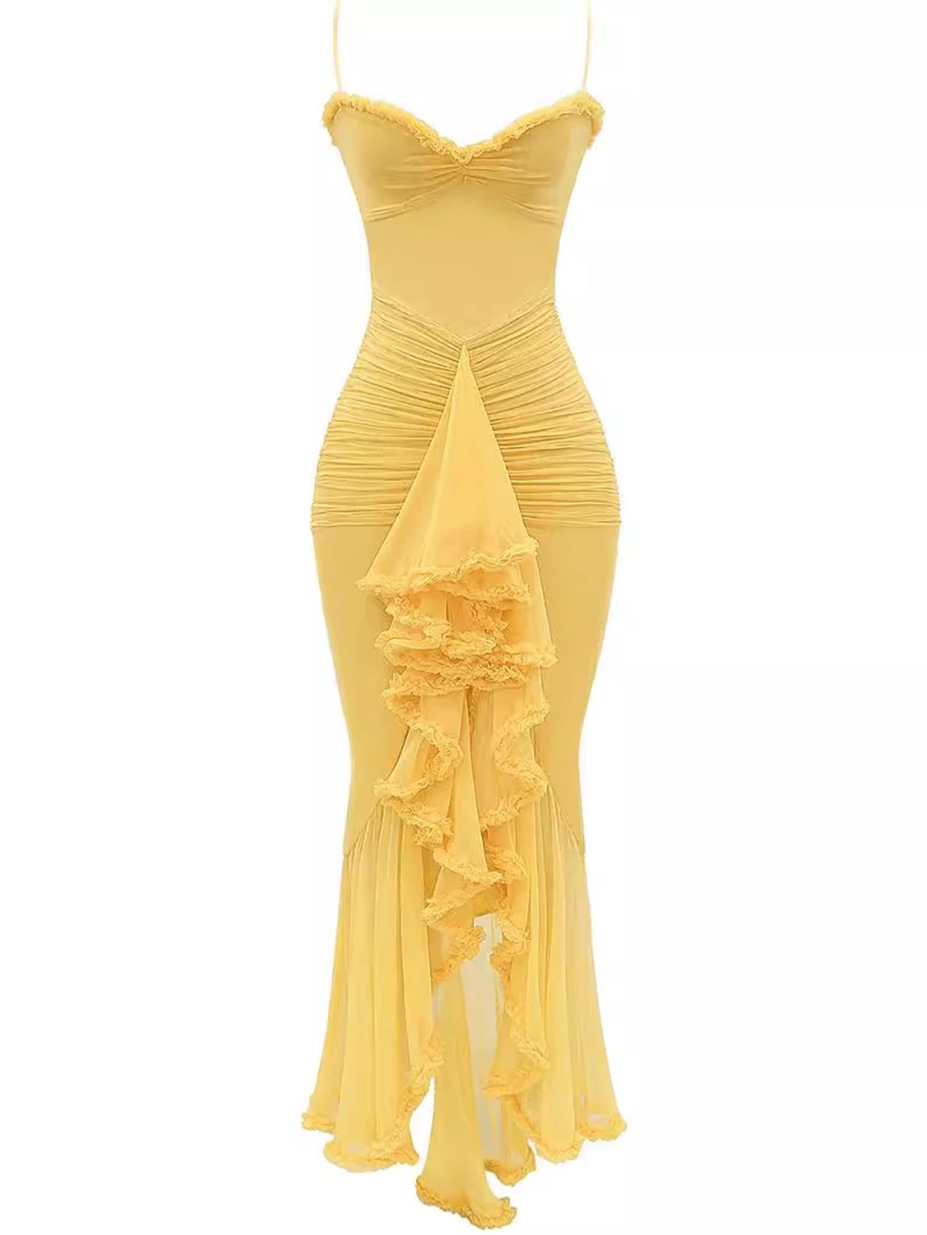 Maxi Jurk met Spaghetti Bandjes en Rokje