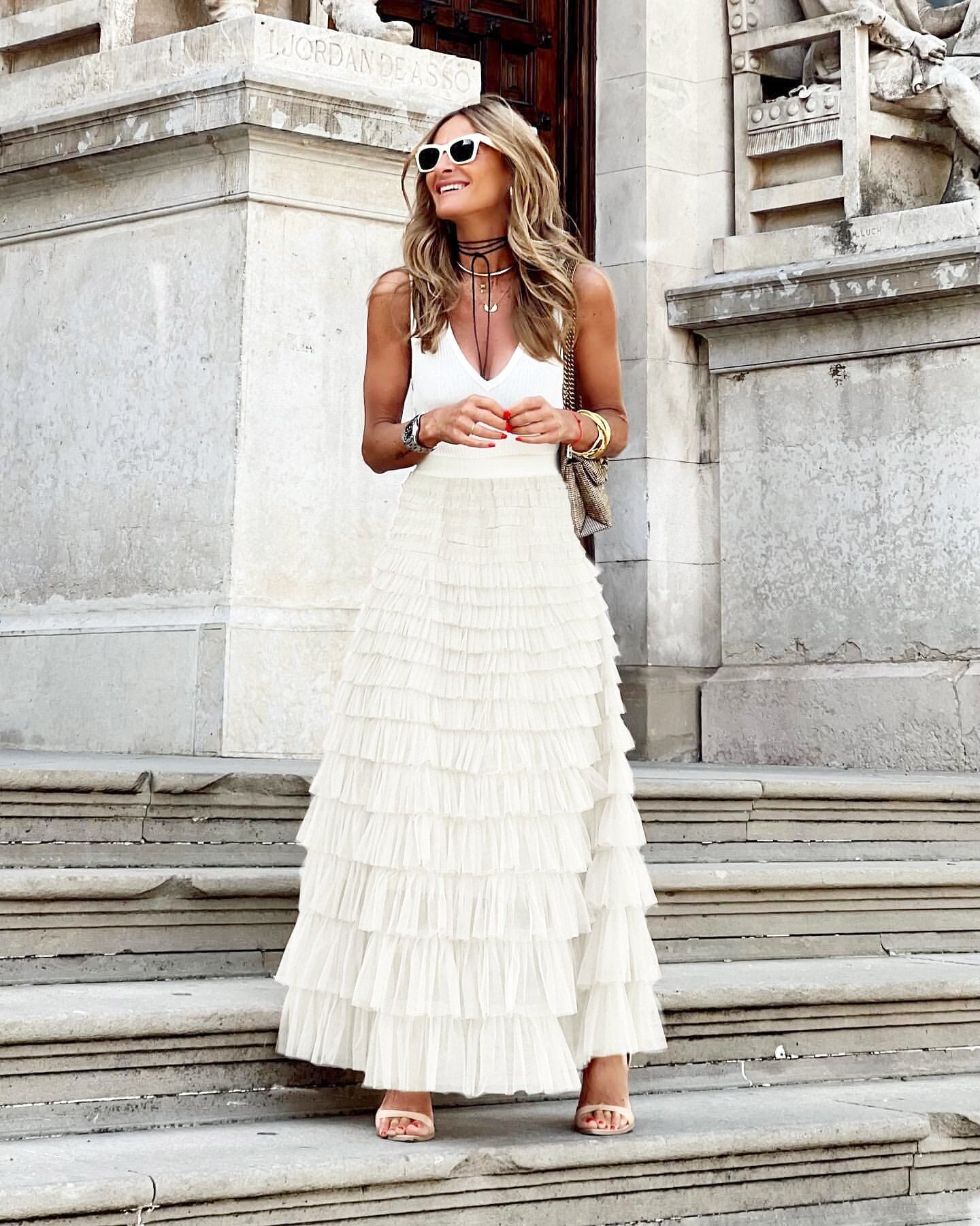 Maxi Rok van Tule met Elastische Waistband