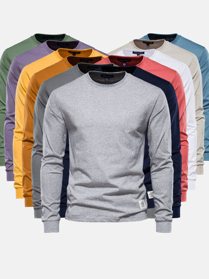 Heren Katoenen Longsleeve met Ronde Hals Comfortabel