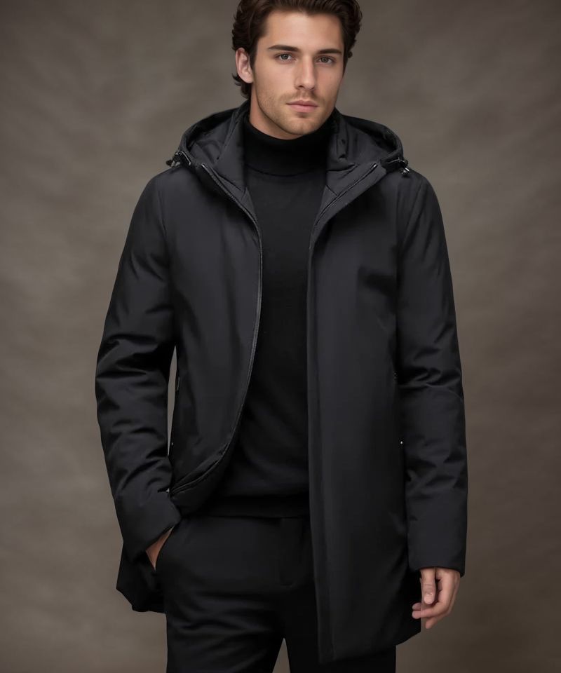Heren Parka Longline Warm en Waterdicht met Meerdere Zakken