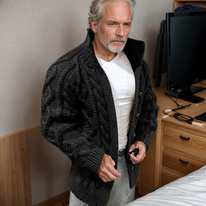 Dikke Heren Cardigan Kabelbrei Warm en Zacht