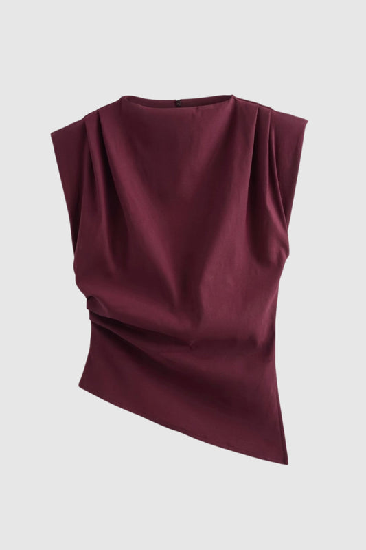 Elegante Dames Top Mouwloos Getailleerd met Draperie - StudioMarella