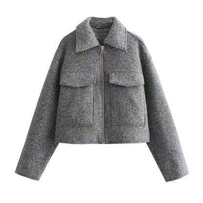 Tweed Jas Herfst Collectie Vergeet-Me-Nietjes Stijl