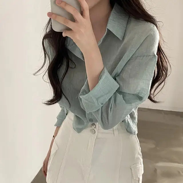 Zomerse Blouse Effen Kleur Luchtig en Comfortabel