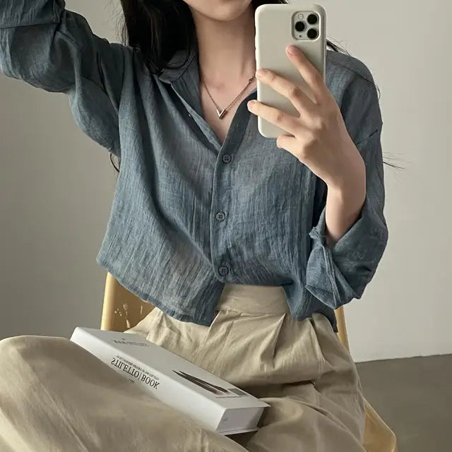 Zomerse Blouse Effen Kleur Luchtig en Comfortabel - StudioMarella