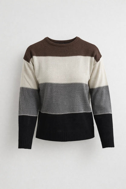 Dames Trui Colorblock Streep Ronde Hals Casual Stijl
