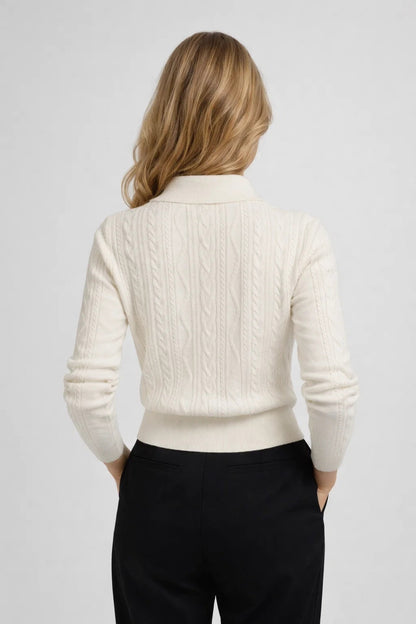 Dames Trui Slim Fit Kabelpatroon met Kraag Elegant