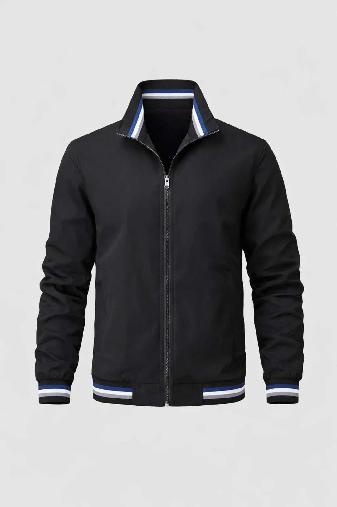 Bomberjack Heren Slim Fit met Rits en Contrasterende Bies Casual