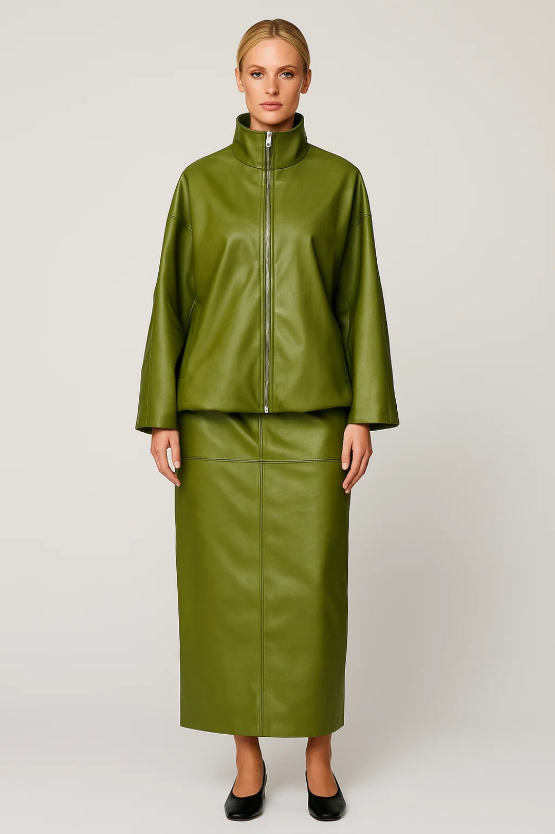 Dames Oversized Jas met Maxi Rok Stijlvol Zwart - StudioMarella
